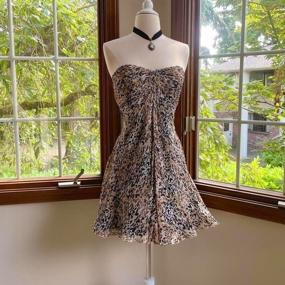 Laundry by Shelli Segal 100% Silk Leopard Print Flowy Dress - Picture 1 of 8